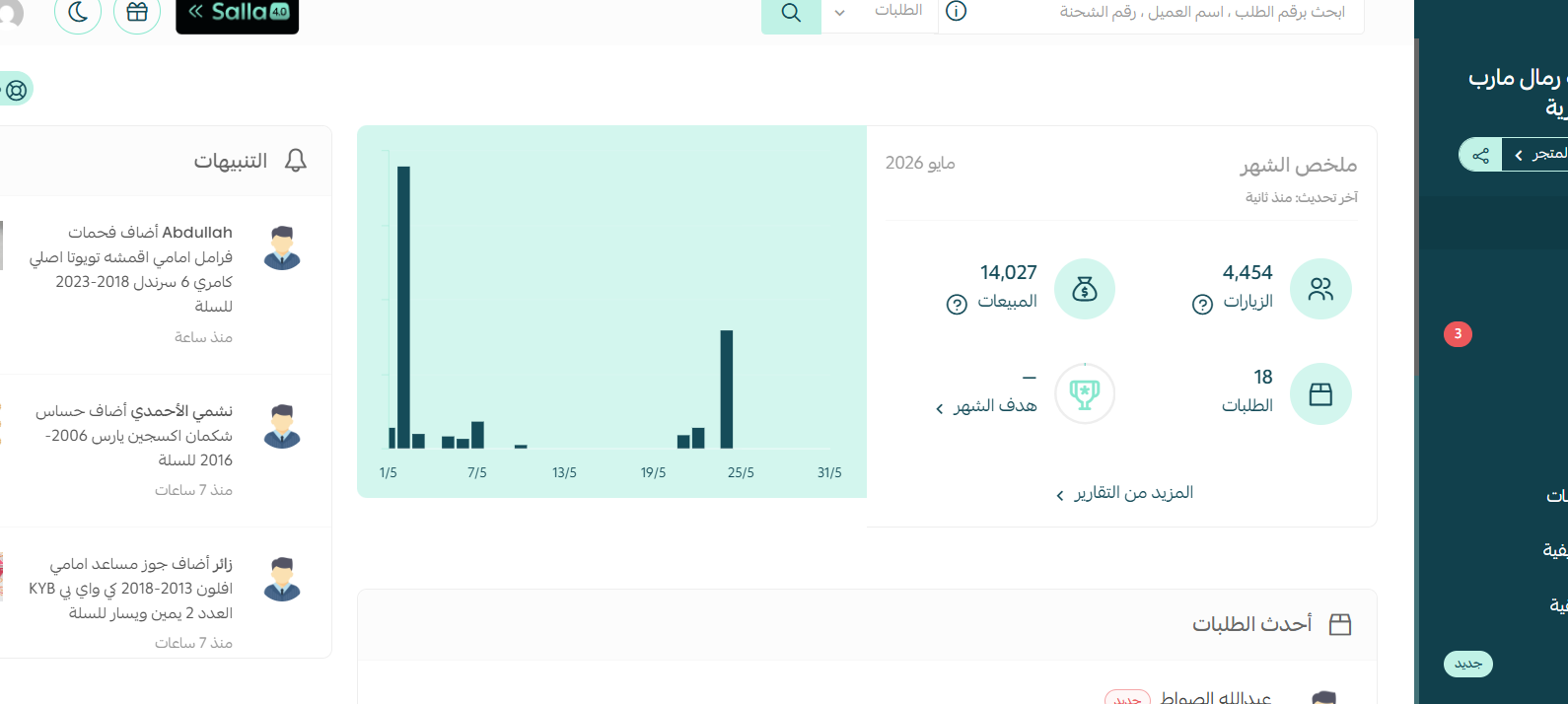 متجر على سلة: طلبات ناتجة من تحسينات SEO وتشغيل المتجر.