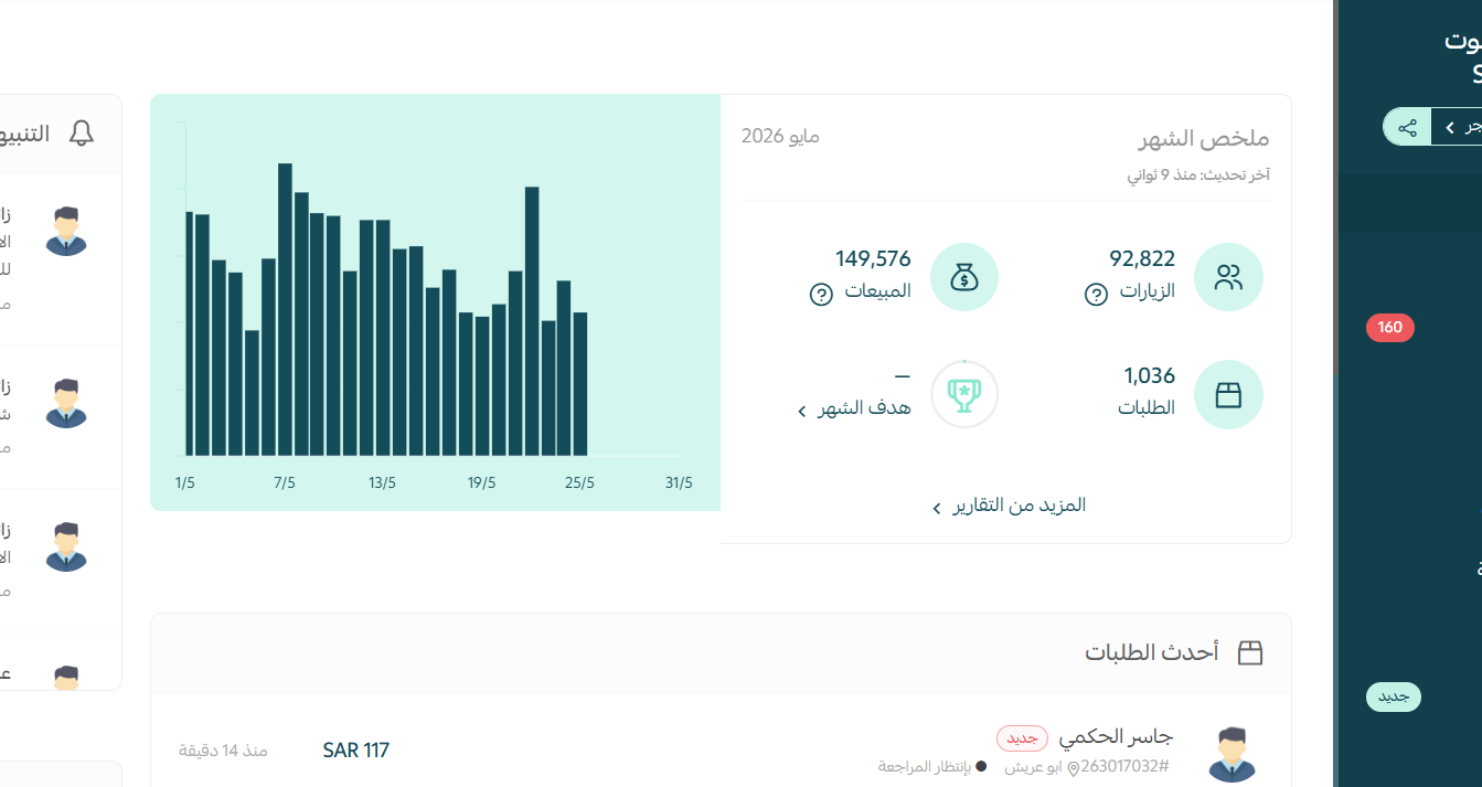 متجر Shoot: متابعة الطلبات وأداء المتجر خلال مايو 2026 ضمن إدارة تسويق وتشغيل كاملة.